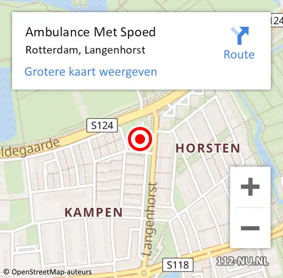 Locatie op kaart van de 112 melding: Ambulance Met Spoed Naar Rotterdam, Langenhorst op 25 maart 2024 14:00