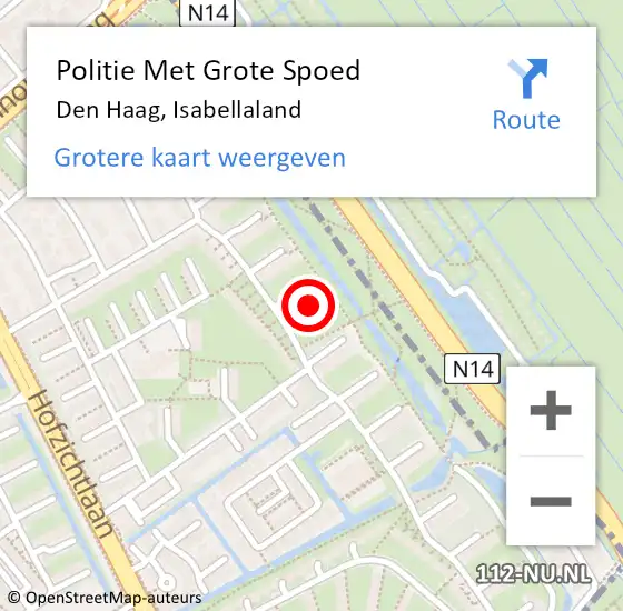 Locatie op kaart van de 112 melding: Politie Met Grote Spoed Naar Den Haag, Isabellaland op 25 maart 2024 14:22