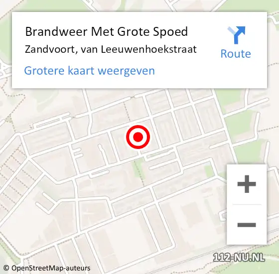 Locatie op kaart van de 112 melding: Brandweer Met Grote Spoed Naar Zandvoort, van Leeuwenhoekstraat op 25 maart 2024 14:44