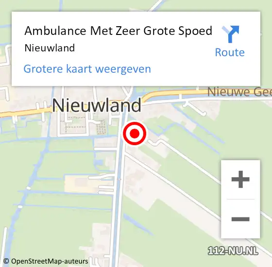 Locatie op kaart van de 112 melding: Ambulance Met Zeer Grote Spoed Naar Nieuwland op 25 maart 2024 14:48