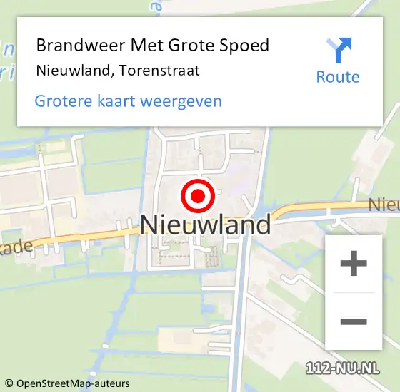 Locatie op kaart van de 112 melding: Brandweer Met Grote Spoed Naar Nieuwland, Torenstraat op 25 maart 2024 14:48