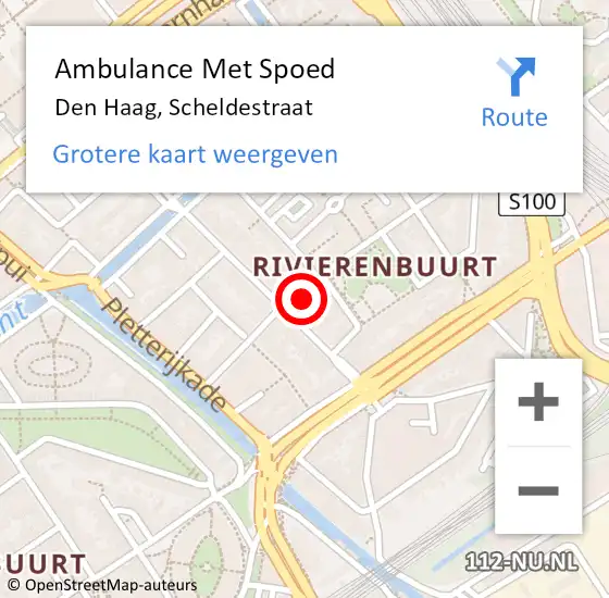 Locatie op kaart van de 112 melding: Ambulance Met Spoed Naar Den Haag, Scheldestraat op 25 maart 2024 15:10