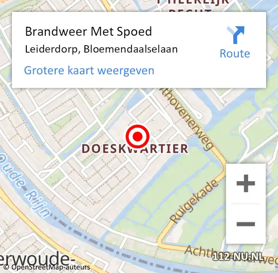 Locatie op kaart van de 112 melding: Brandweer Met Spoed Naar Leiderdorp, Bloemendaalselaan op 25 maart 2024 15:20