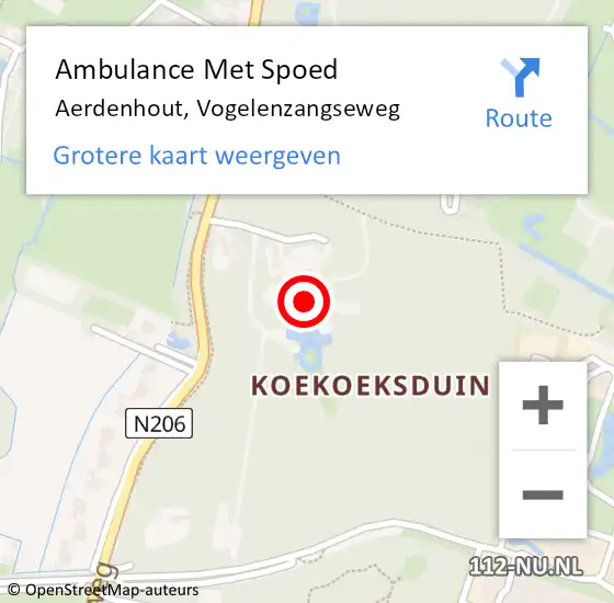 Locatie op kaart van de 112 melding: Ambulance Met Spoed Naar Aerdenhout, Vogelenzangseweg op 25 maart 2024 15:21