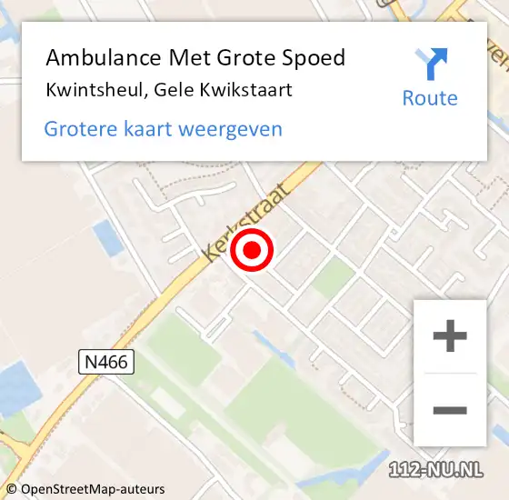 Locatie op kaart van de 112 melding: Ambulance Met Grote Spoed Naar Kwintsheul, Gele Kwikstaart op 25 maart 2024 15:24