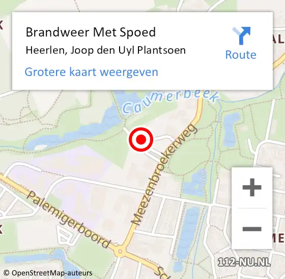 Locatie op kaart van de 112 melding: Brandweer Met Spoed Naar Heerlen, Joop den Uyl Plantsoen op 25 maart 2024 15:31
