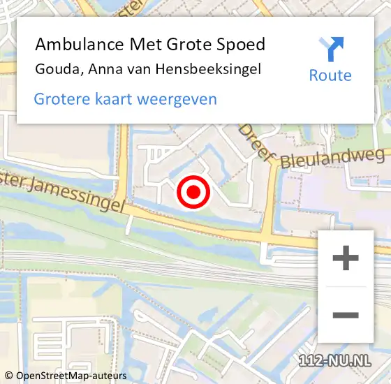 Locatie op kaart van de 112 melding: Ambulance Met Grote Spoed Naar Gouda, Anna van Hensbeeksingel op 25 maart 2024 15:32