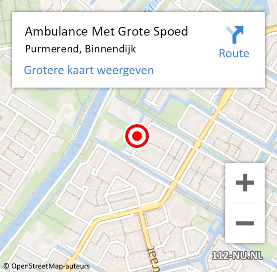 Locatie op kaart van de 112 melding: Ambulance Met Grote Spoed Naar Purmerend, Binnendijk op 25 maart 2024 15:40