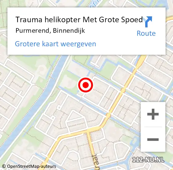 Locatie op kaart van de 112 melding: Trauma helikopter Met Grote Spoed Naar Purmerend, Binnendijk op 25 maart 2024 15:41
