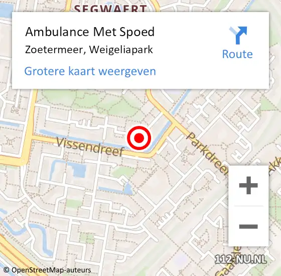 Locatie op kaart van de 112 melding: Ambulance Met Spoed Naar Zoetermeer, Weigeliapark op 25 maart 2024 15:42