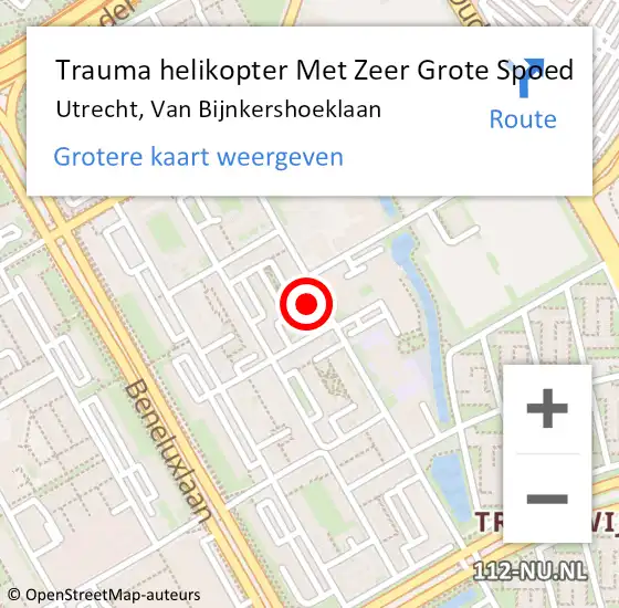 Locatie op kaart van de 112 melding: Trauma helikopter Met Zeer Grote Spoed Naar Utrecht, Van Bijnkershoeklaan op 25 maart 2024 15:51
