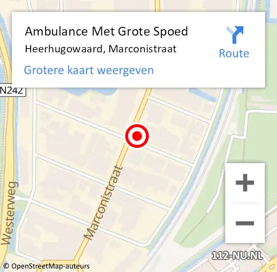 Locatie op kaart van de 112 melding: Ambulance Met Grote Spoed Naar Heerhugowaard, Marconistraat op 25 maart 2024 16:21