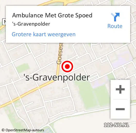 Locatie op kaart van de 112 melding: Ambulance Met Grote Spoed Naar 's-Gravenpolder op 25 maart 2024 16:39
