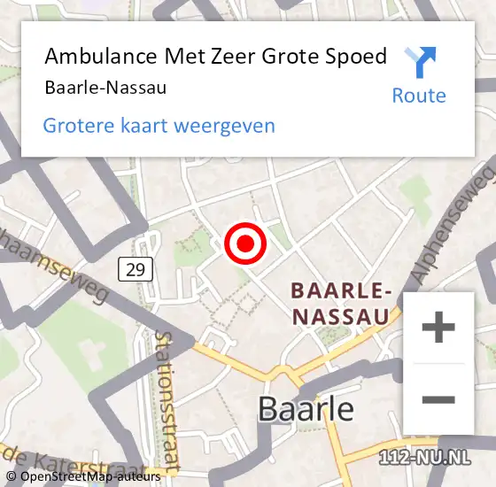 Locatie op kaart van de 112 melding: Ambulance Met Zeer Grote Spoed Naar Baarle-Nassau op 25 maart 2024 17:01