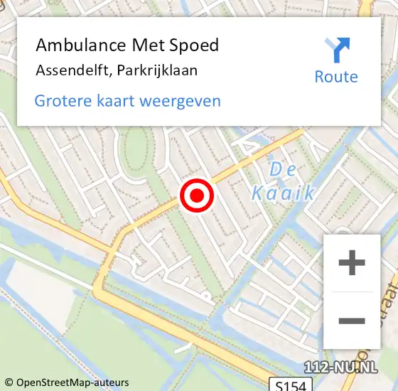 Locatie op kaart van de 112 melding: Ambulance Met Spoed Naar Assendelft, Parkrijklaan op 25 maart 2024 17:10