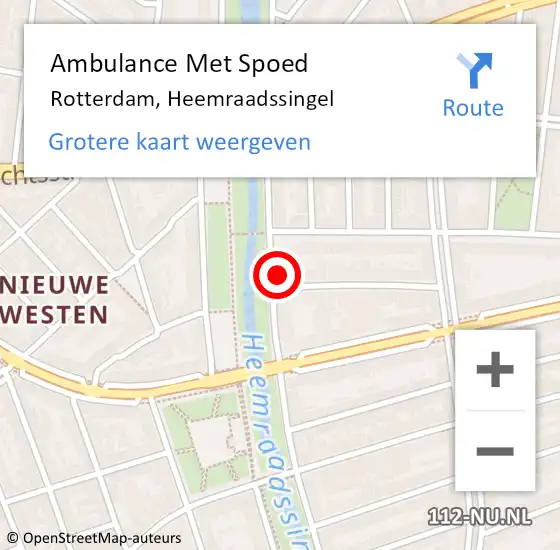 Locatie op kaart van de 112 melding: Ambulance Met Spoed Naar Rotterdam, Heemraadssingel op 25 maart 2024 17:13