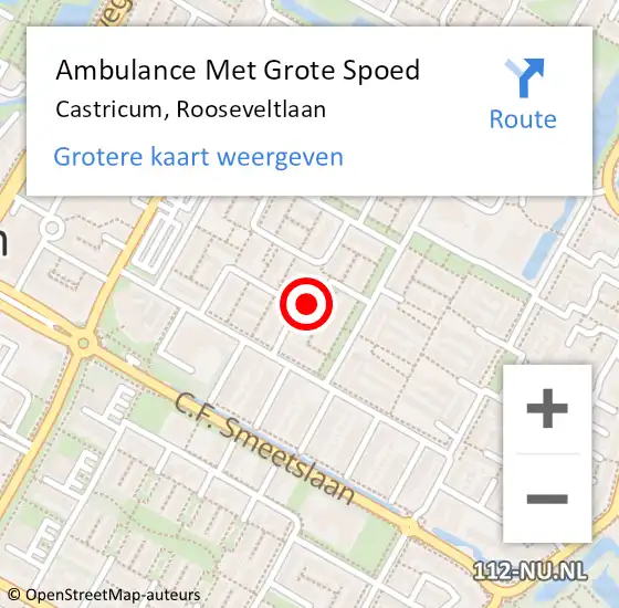 Locatie op kaart van de 112 melding: Ambulance Met Grote Spoed Naar Castricum, Rooseveltlaan op 25 maart 2024 17:24