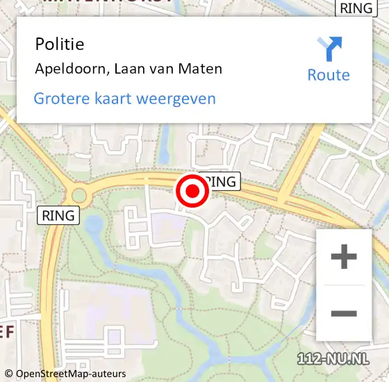 Locatie op kaart van de 112 melding: Politie Apeldoorn, Laan van Maten op 25 maart 2024 17:30