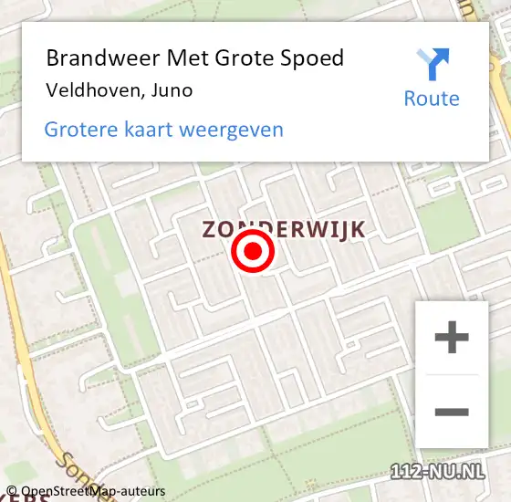 Locatie op kaart van de 112 melding: Brandweer Met Grote Spoed Naar Veldhoven, Juno op 25 maart 2024 17:39