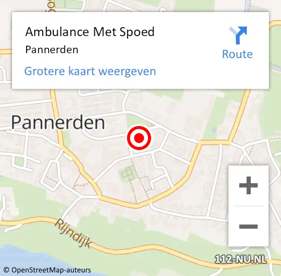 Locatie op kaart van de 112 melding: Ambulance Met Spoed Naar Pannerden op 25 maart 2024 17:49