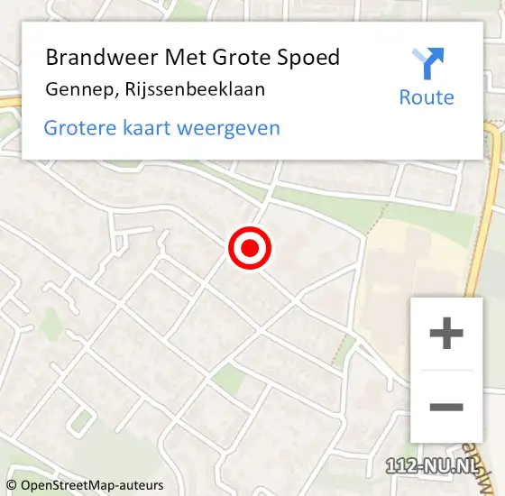 Locatie op kaart van de 112 melding: Brandweer Met Grote Spoed Naar Gennep, Rijssenbeeklaan op 25 maart 2024 17:51