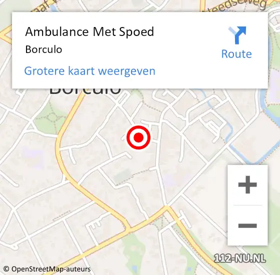 Locatie op kaart van de 112 melding: Ambulance Met Spoed Naar Borculo op 25 maart 2024 17:55