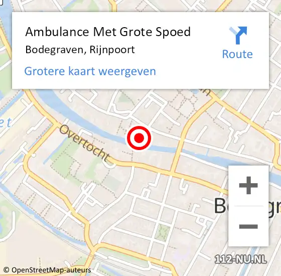 Locatie op kaart van de 112 melding: Ambulance Met Grote Spoed Naar Bodegraven, Rijnpoort op 25 maart 2024 17:58