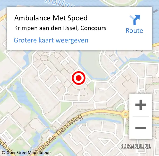 Locatie op kaart van de 112 melding: Ambulance Met Spoed Naar Krimpen aan den IJssel, Concours op 25 maart 2024 18:16