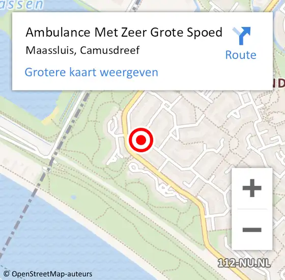 Locatie op kaart van de 112 melding: Ambulance Met Zeer Grote Spoed Naar Maassluis, Camusdreef op 25 maart 2024 18:20