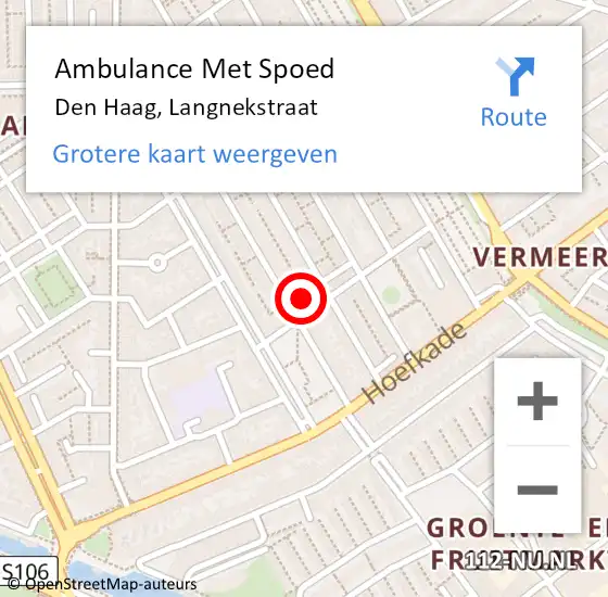 Locatie op kaart van de 112 melding: Ambulance Met Spoed Naar Den Haag, Langnekstraat op 25 maart 2024 18:23