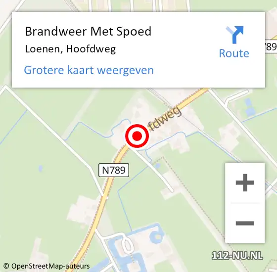 Locatie op kaart van de 112 melding: Brandweer Met Spoed Naar Loenen, Hoofdweg op 30 september 2014 09:58