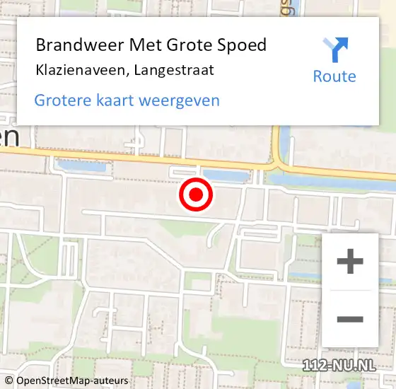 Locatie op kaart van de 112 melding: Brandweer Met Grote Spoed Naar Klazienaveen, Langestraat op 25 maart 2024 18:48