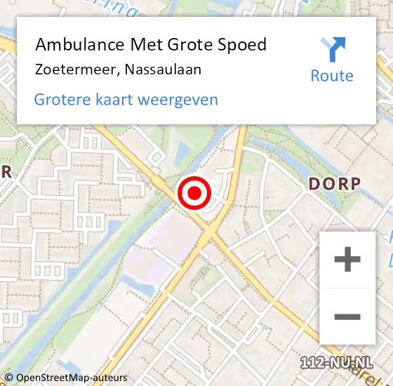 Locatie op kaart van de 112 melding: Ambulance Met Grote Spoed Naar Zoetermeer, Nassaulaan op 25 maart 2024 19:20