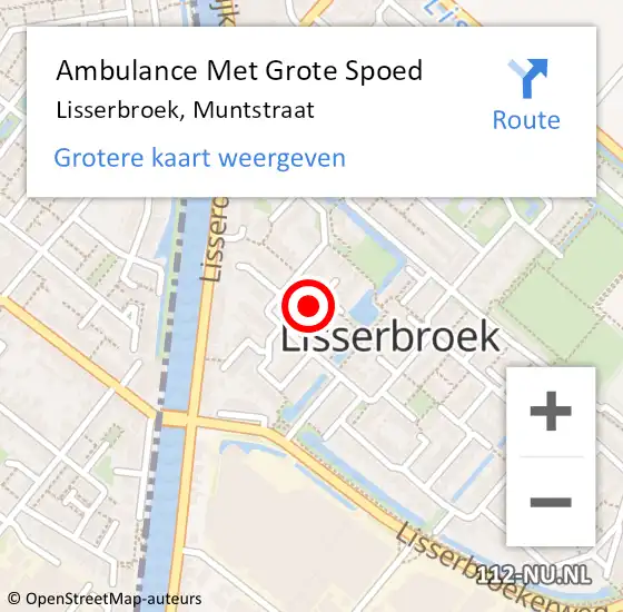 Locatie op kaart van de 112 melding: Ambulance Met Grote Spoed Naar Lisserbroek, Muntstraat op 25 maart 2024 19:23