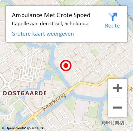 Locatie op kaart van de 112 melding: Ambulance Met Grote Spoed Naar Capelle aan den IJssel, Scheldedal op 25 maart 2024 19:26