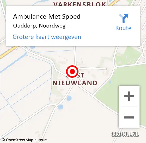 Locatie op kaart van de 112 melding: Ambulance Met Spoed Naar Ouddorp, Noordweg op 25 maart 2024 19:33