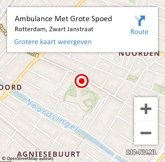 Locatie op kaart van de 112 melding: Ambulance Met Grote Spoed Naar Rotterdam, Zwart Janstraat op 25 maart 2024 19:42