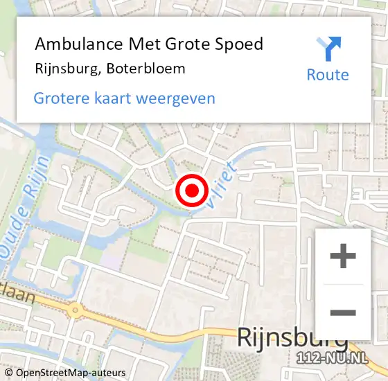 Locatie op kaart van de 112 melding: Ambulance Met Grote Spoed Naar Rijnsburg, Boterbloem op 25 maart 2024 19:42