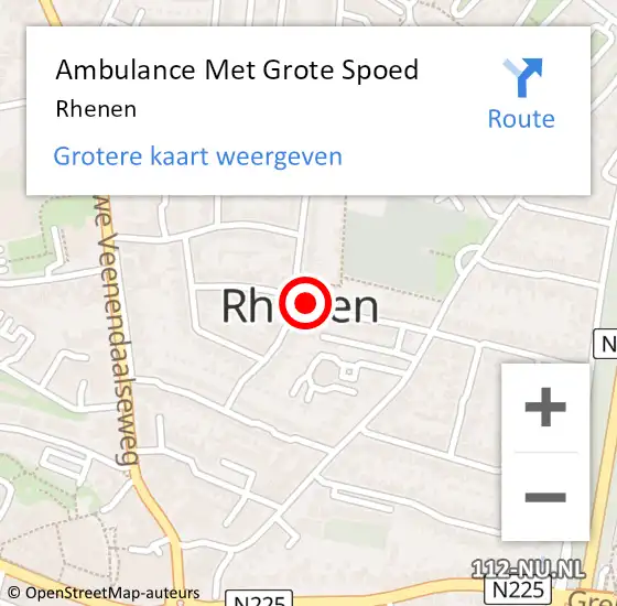 Locatie op kaart van de 112 melding: Ambulance Met Grote Spoed Naar Rhenen op 25 maart 2024 19:43