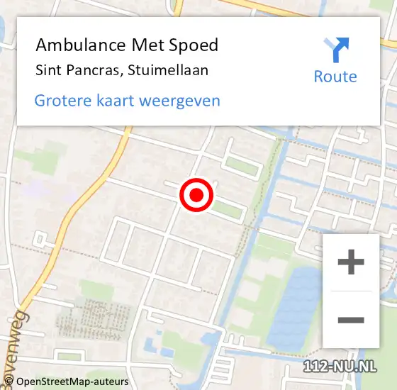 Locatie op kaart van de 112 melding: Ambulance Met Spoed Naar Sint Pancras, Stuimellaan op 25 maart 2024 19:45