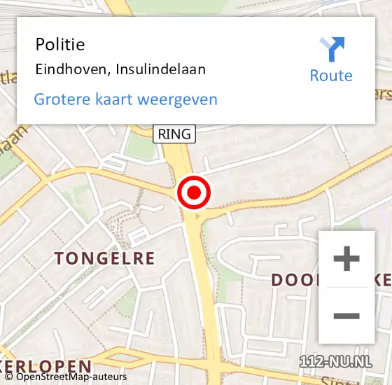 Locatie op kaart van de 112 melding: Politie Eindhoven, Insulindelaan op 25 maart 2024 20:01