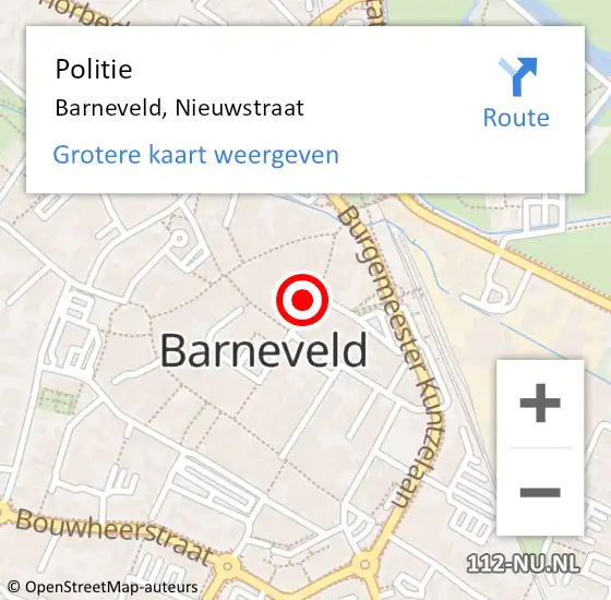 Locatie op kaart van de 112 melding: Politie Barneveld, Nieuwstraat op 25 maart 2024 20:01