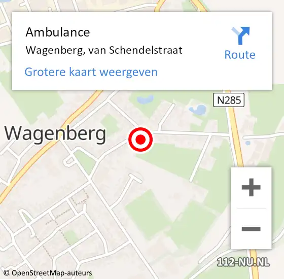 Locatie op kaart van de 112 melding: Ambulance Wagenberg, van Schendelstraat op 30 september 2014 10:05