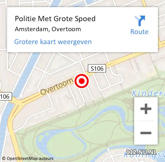 Locatie op kaart van de 112 melding: Politie Met Grote Spoed Naar Amsterdam, Overtoom op 25 maart 2024 20:29