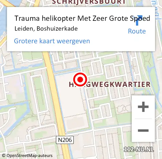 Locatie op kaart van de 112 melding: Trauma helikopter Met Zeer Grote Spoed Naar Leiden, Boshuizerkade op 25 maart 2024 20:31
