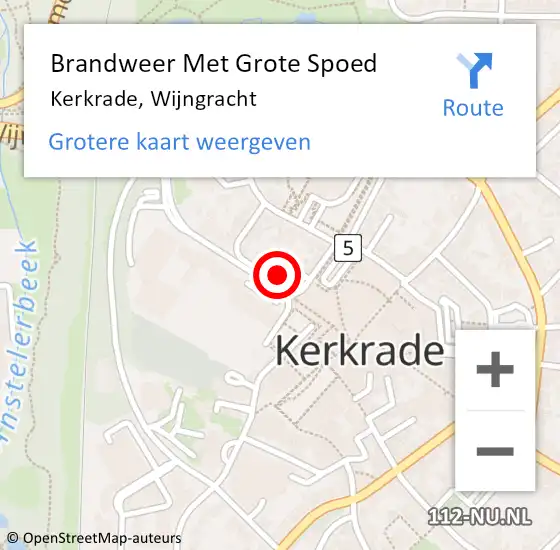 Locatie op kaart van de 112 melding: Brandweer Met Grote Spoed Naar Kerkrade, Wijngracht op 25 maart 2024 20:45