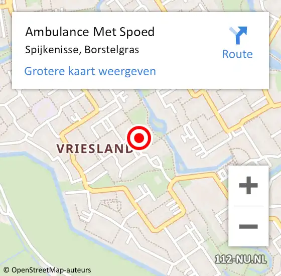 Locatie op kaart van de 112 melding: Ambulance Met Spoed Naar Spijkenisse, Borstelgras op 25 maart 2024 20:57