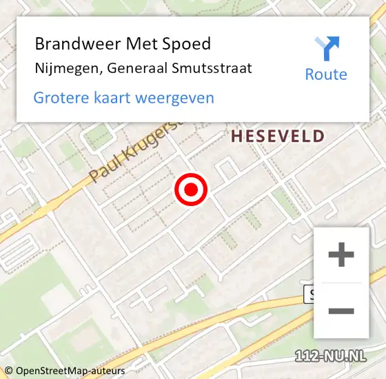 Locatie op kaart van de 112 melding: Brandweer Met Spoed Naar Nijmegen, Generaal Smutsstraat op 25 maart 2024 21:13