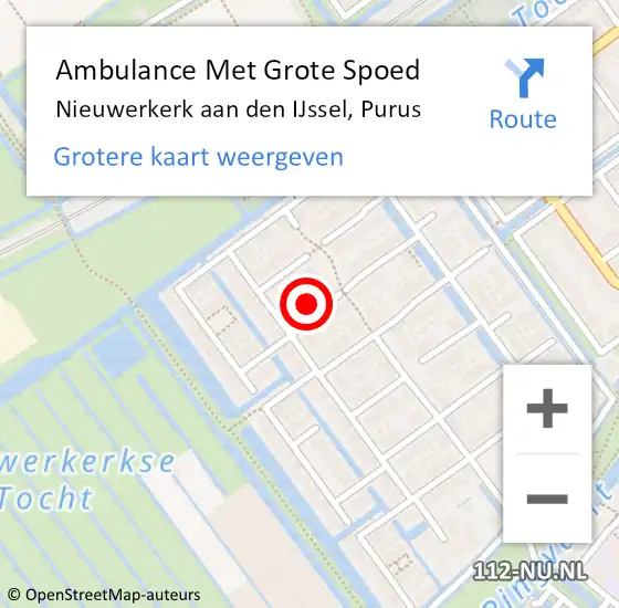 Locatie op kaart van de 112 melding: Ambulance Met Grote Spoed Naar Nieuwerkerk aan den IJssel, Purus op 25 maart 2024 21:13