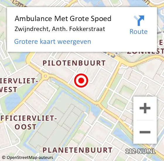 Locatie op kaart van de 112 melding: Ambulance Met Grote Spoed Naar Zwijndrecht, Anth. Fokkerstraat op 25 maart 2024 21:15